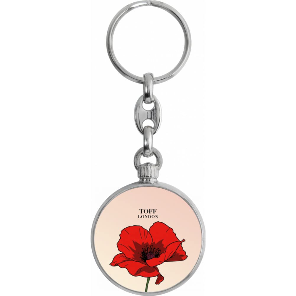 Toff London Red Poppy Flower Keyring