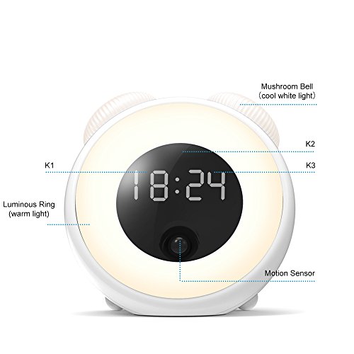 image for Alarm Clock with Wake Up Light, Hobest Rechargeable Digtal Alarm Clock