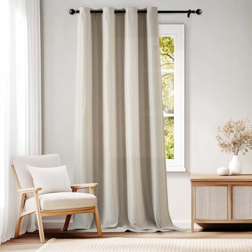 Photo 1 of jinchan Blackout Curtain 108 Inch Length Greyish Beige Curtain for Bedroom Living Room Drape 1 Panel Texture Grommet Top Window Treatment 72 Inches Wide by 108 Inches Long