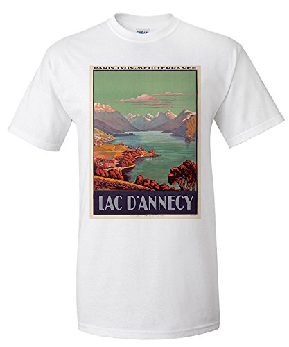 Lac d’Annecy Vintage Poster (artist: Julien, Jean) France c. 1925 (Premium T-Shirt)