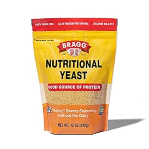 Bragg Premium Nutritional Yeast Seasoning - Vegan, Gluten Free – Good Source of Protein &amp; Vitamins – Nutritious Savory Parmesan Cheese Substitute (Original, 12 Ounce Pouch)