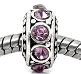 Birthstone Spacer Bead Charm (June Alexandrite Light Purple)