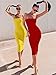 GOBLES Womens Sexy Spaghetti Strap Sleeveless Bodycon Midi Club Dress , Yellow ,Small