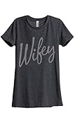 Wifey Cursive Women's Relaxed T-Shirt Tee Charcoal Grey X-Large