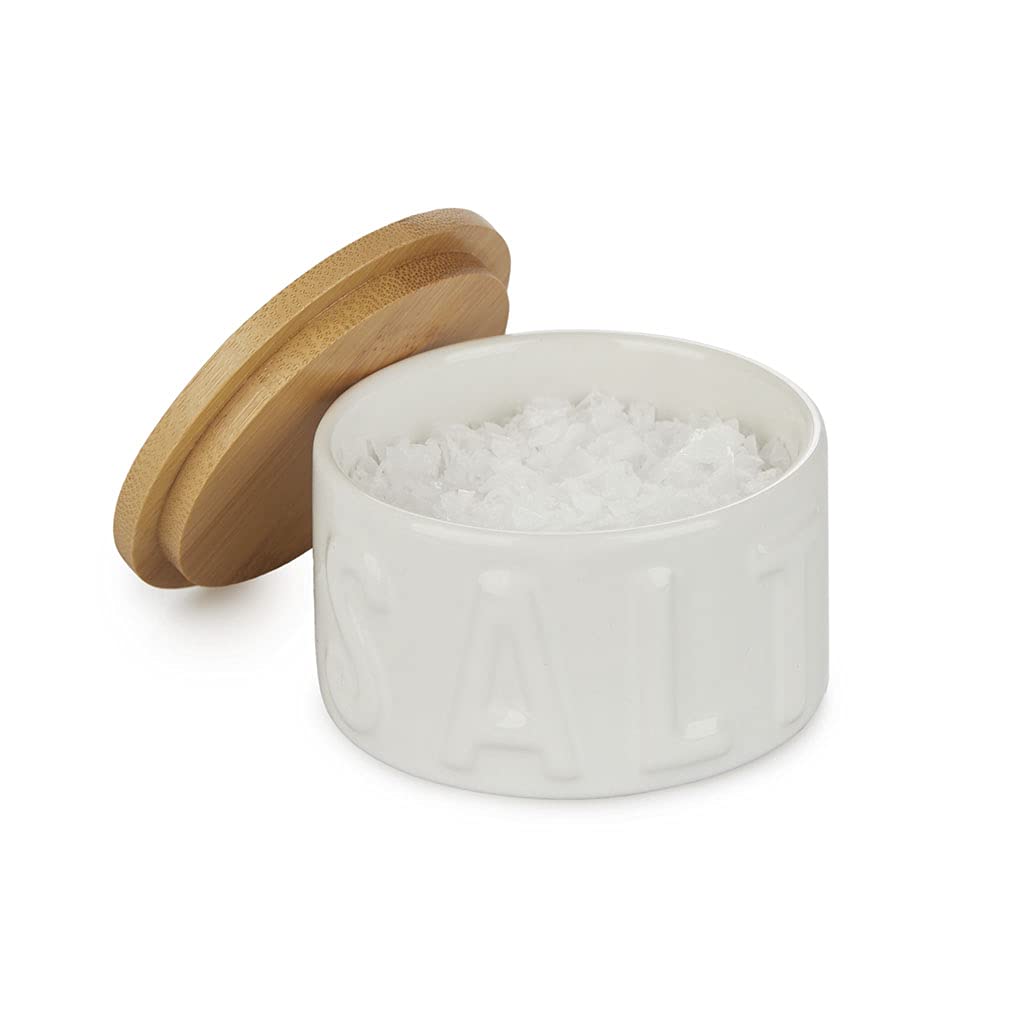 Balvi Flake salt cellar Salt White colour With bamboo cap Ceramic/Bamboo