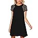 YunJey Women's Short Sleeve Keyhole Back Lace Shift Dress Black