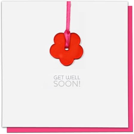 Block Biglietto Di Auguri Di Buona Guarigione Con Fiore Rosso Lingua Inglese Amazon It Casa E Cucina