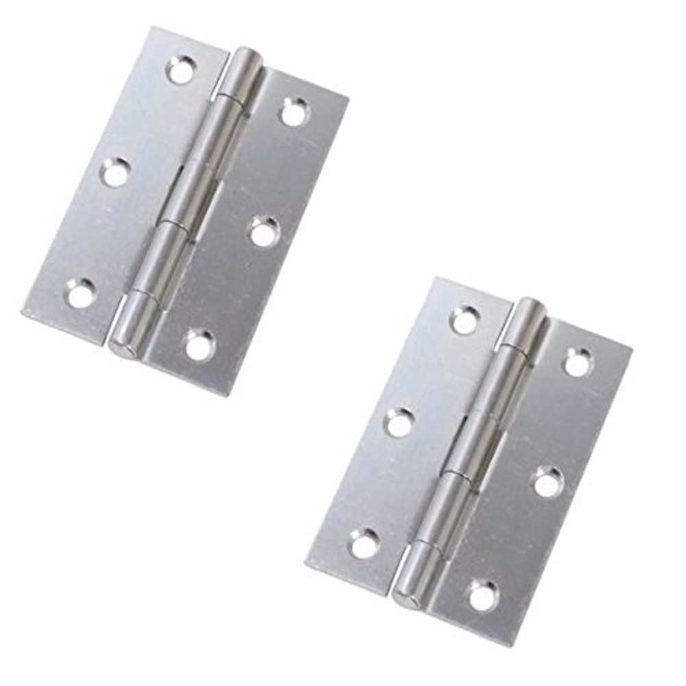Merriway BH03803 (2 Pcs) 100mm (4 inch) Bright Zinc Plated Steel Narrow Utility Hinge - Pack of 2 Pieces