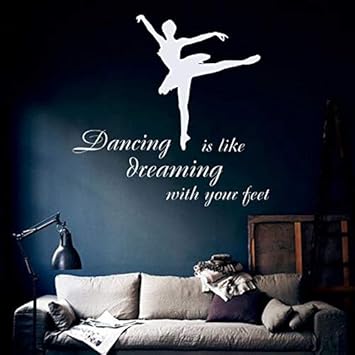 Alicefen Allerina Danseuse Sticker Ballet Studio Vinyl Citations La Danse C Est Comme Rever Avec Ses Pieds 57 57cm Amazon Fr Cuisine Maison