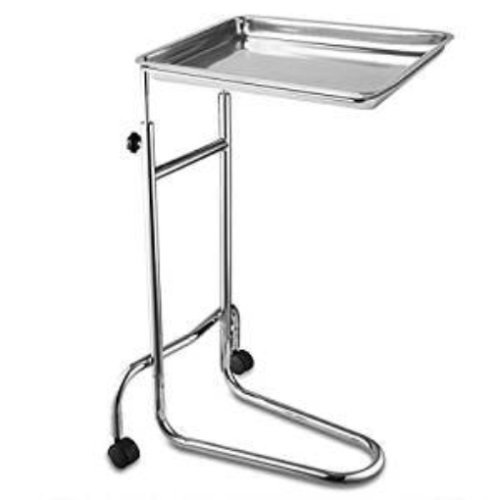 Rolling Mayo Instrument Stand Twin-Wheel w/ Removable Stainless Steel Tray Stainless Steel Adjustable Height Silver Tray Doctor Medical Tools Salon Tattoo Equipment