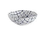 Creative Co-op DA6176 Round Stoneware Bowl, Blue and White
