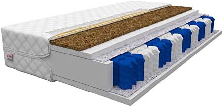 MATTRESS 9 ZONES 80x200 90x200 100x200 120x200 140x200 COCONUT PREMIUM POCKET SPRUNG SPRINGS H3 H4 (140x200, White)