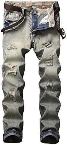 Ameyda Men's Vintage Ripped Holes Distressed Denim Jeans Pants