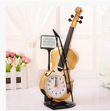 High-grade Creative Classica Desk Decoration Children Gifts Violin Style Alarm Clock (banana yellow)
