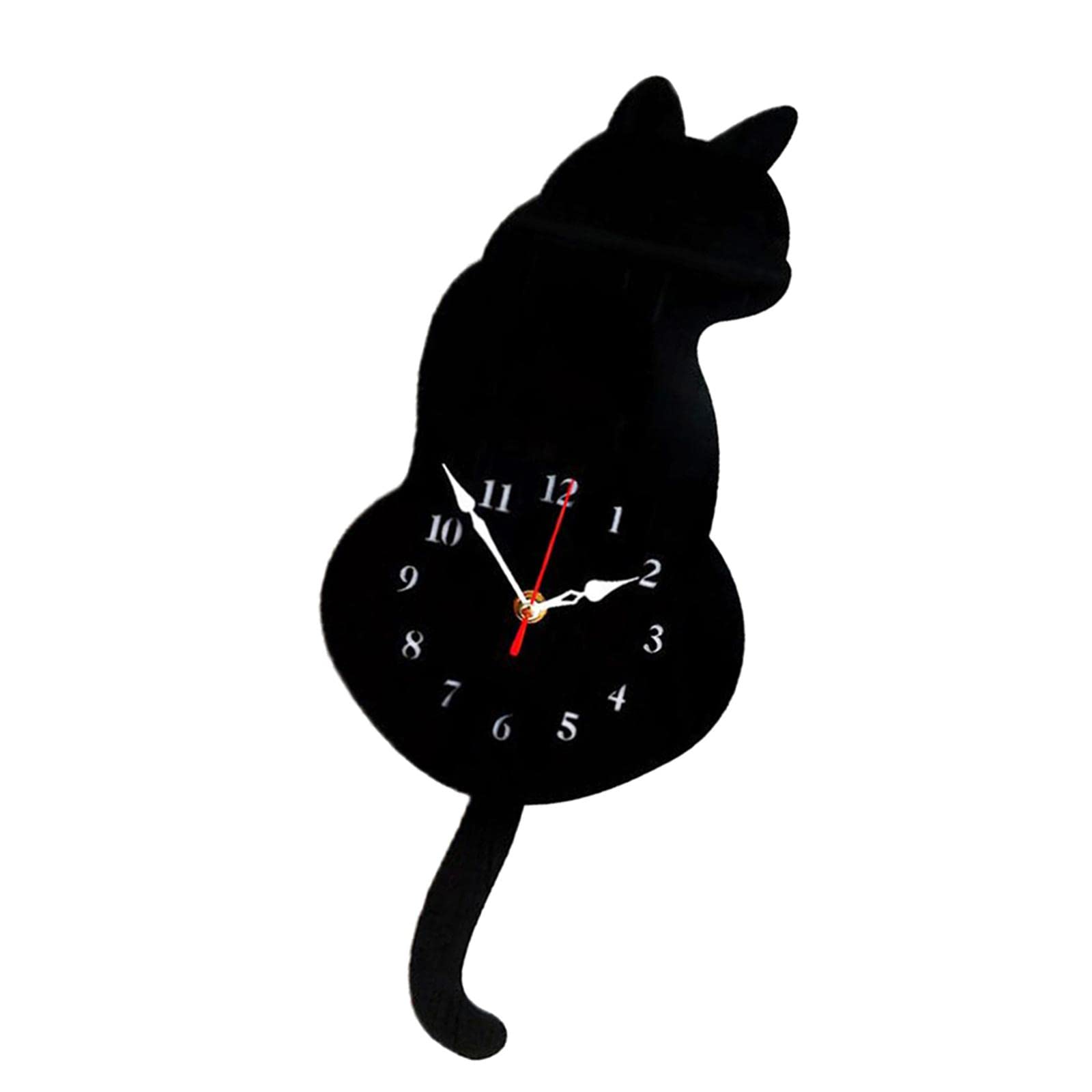 Wagging-Tail Cat Quartz Wall Clock for Decor, Black Cat