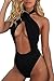 MERCHAM Women Sexy Halter Criss Cross Cut Out Low Back One Piece Swimsuit Bathing Suit