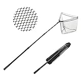 FISHINGSIR Fishing Net Fish Landing Net - Lightweight Foldable Pole Handle Strong Mesh Large