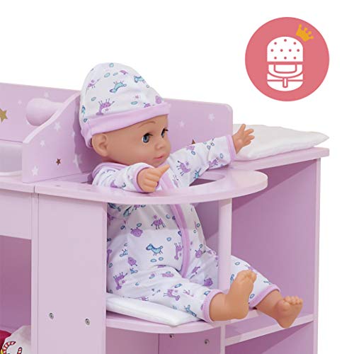 Olivia's Little World - Twinkle Stars Princess 16" Baby Doll Changing Station with Storage - Purple