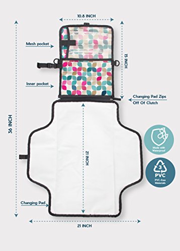 Toolik Diaper Clutch with Waterproof Diaper Changing Pad for Baby Infants and Toddlers, Portable Changing Station Travel Accessories - Thumbnail 2