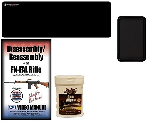 AGI DVD Disassembly & Reassembly Course FN-FAL Fabrique Nationale Rifles + Ultimate Arms Gear Gunsmith & Armorer's Cleaning Bench Gun Mat + Gun Wipes Patches Oil Pop-Up + Magnetic Parts Tray