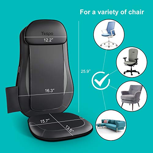 Tespo Back Massager Old-Style Cushion Chair Pad - Shiatsu Deep Tissue Kneading Massager with Heat, 2 Vibrations Seat Massage & Full Back Pain Relief, Home Office Use