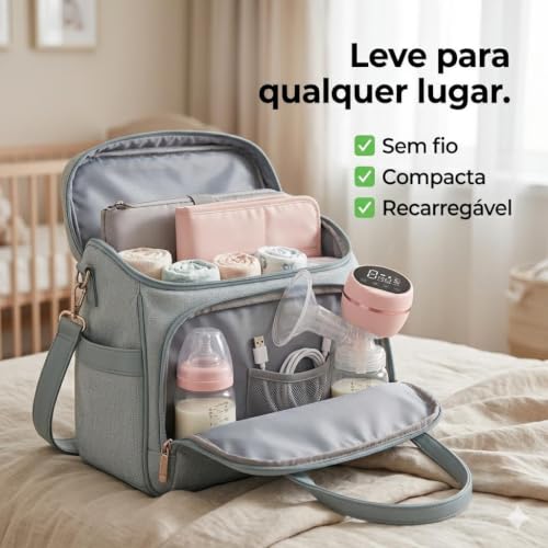 Extrator de Leite Elétrico Portátil – Bomba Tira Leite Silenciosa com Tela LED, 9 Níveis de Sucção, Anti Refluxo, Recarregável USB-C, Extração Sem Dor – 180ml (Rosa)