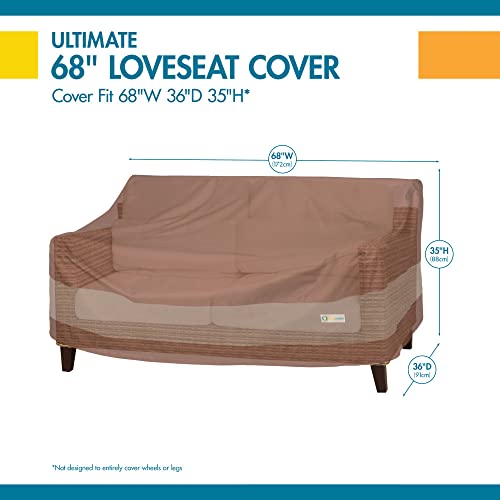 Duck Covers Ultimate Waterproof Patio Loveseat Cover, 68 Inch, Mocha