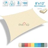 Patio Paradise 8' x 12' Tan Beige Sun Shade Sail Rectangle Canopy - Permeable UV Block Fabric Durable Outdoor - Customized Available