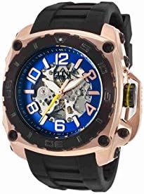 Elini Barokas Men's 'The General Prime' Stainless Steel and Silicone Automatic Watch, Color:Black (Model: 20027-RG-03-BB)