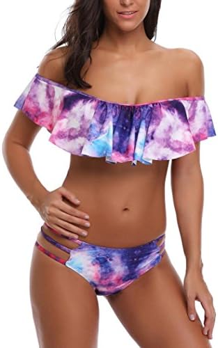 WOCACHI Women Swimsuit Big Promotion! Push up Swimwear Halter Ribbed High Cut Bikini Set (#8 Multicolour, Small)