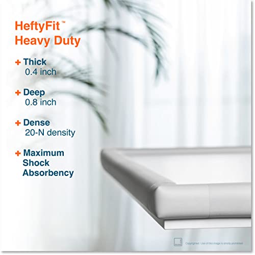 Roving Cove HeftyFit Corner Protector for Baby (4 Large Corners), Heavy-Duty Soft Rubber Foam Furniture Corner Bumper Guards, 3M Adhesive Pre-Taped, Oyster White (Off White)