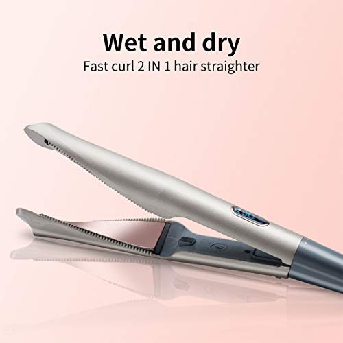 2 in 1 Flat Iron Professional Ceramic Hair Striaightener &Curler Hair Straightener Twist 2-in-1 Hair Curlers & Straightening Iron Hair Styling Tools Dual Voltages (Grey with Glove) - Thumbnail 6