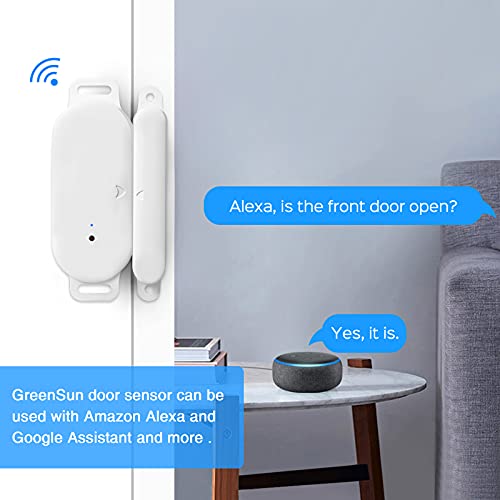 GreenSun WiFi Door Sensor, Smart Door Window Contact Sensor Compatible with Alexa,Google Assistant,Wireless Remote Alarm, Home Security Door Open Contact Sensor for Business Burglar Alert