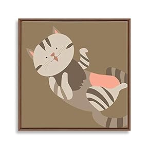Framed Canvas Wall Art for Living Room, Bedroom Cute Cartoon Cats Canvas Prints for Home Decoration Ready to Hanging - 16x16 inches