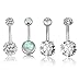 REVOLIA 4-5Pcs 14G Stainless Steel Belly Button Rings for Women Navel Rings CZ Body Piercing