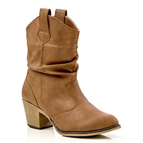 Charles Albert Women's Modern Western Cowboy Distressed Boot with Pull-Up Tabs (10, Cognac)