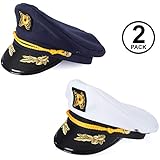 Tigerdoe Yacht Captain Hats - Marine Sailor Caps - Skipper Party - Nautical Costume Accessories - 2 Pack