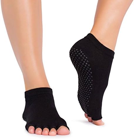 3-PACK Open Toe Pilates Socks Women Non Slip Yoga Gripper Socks 3 pairs FABB Activewear