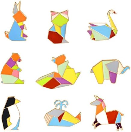 Fun Daisy 9Pcs Creative Geometric Rainbow Animal Whale Rabbit Elephant Collar Pin Brooch