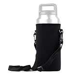 36oz Tumbler Water Bottle Case Holder Carrier Sleeve Covers with Shoulder Strap for Yeti Tumbler Rambler for Travel Walking Hiking Kits Camping, Removable Shoulder Strap, Black