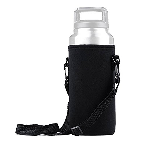 36oz Tumbler Water Bottle Case Holder Carrier Sleeve Covers with Shoulder Strap for Yeti Tumbler Rambler for Travel Walking Hiking Kits Camping, Removable Shoulder Strap, Black