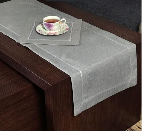 Art Deco Table Runner, Linen Look Runner, Table Runner, Choice of Sizes and Colours, Top Design (40 x 160 cm, Grey)