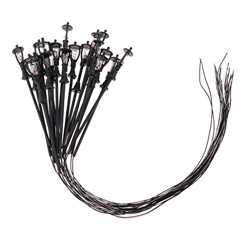 Milageto 40 Stück Modelleisenbahn LED Laternenpfahl Lampen Yard Street Lights 1/100 HO Maßstab – Bild 4