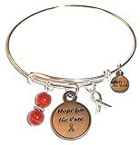 Cancer Awareness (Hope for the Cure) Expandable Wire Bangle Bracelet, in the Alex and Ani Style (Orange (Leukemia))