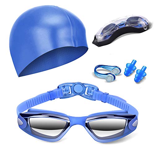 Hurdilen Swim Goggles, Swimming Goggles Anti-Fog UV Protection Coated Lens No Leaking with Nose Clip, Earplugs, Case for Men Women Adult Youth Kids - Thumbnail 7