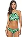 Ekouaer High Neck Halter Bikini Top Floral Swimsuits Two Piece Bathing Suits Triangle Bottoms for Women Teen Juniors XS-XXL