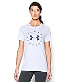 Under Armour Women's Freedom Logo Short Sleeve, White/Deep Orchid, Medium
