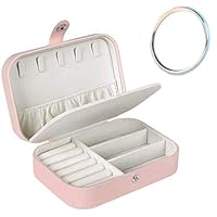 Binteng Jewelry Organizer Box for Necklace Earring Rings Travel Jewelry Organizer with Double Layer Design Jewelry Box for Women&Girls with Mini Mirror（Pink）