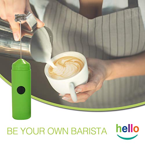 image for MatchaDNA HELLO Milk Frother - Double Whisk Head, Handheld Battery Ope