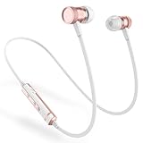 Picun H6 Bluetooth Headphones Wireless with Microphones Sports Earphones for Running Magnetic, Sweatproof Earbuds IPX4, CSR Bluetooth 4.1 for Phone/Android Workout Headphones Wireless (Rose Gold)